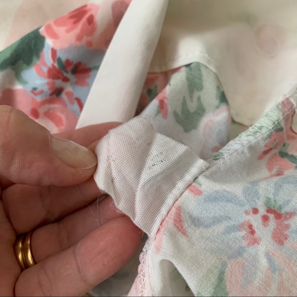 Vintage Westpoint Stevens TWIN fitted sheet + pillow case cabana stripe floral - Picture 6 of 7